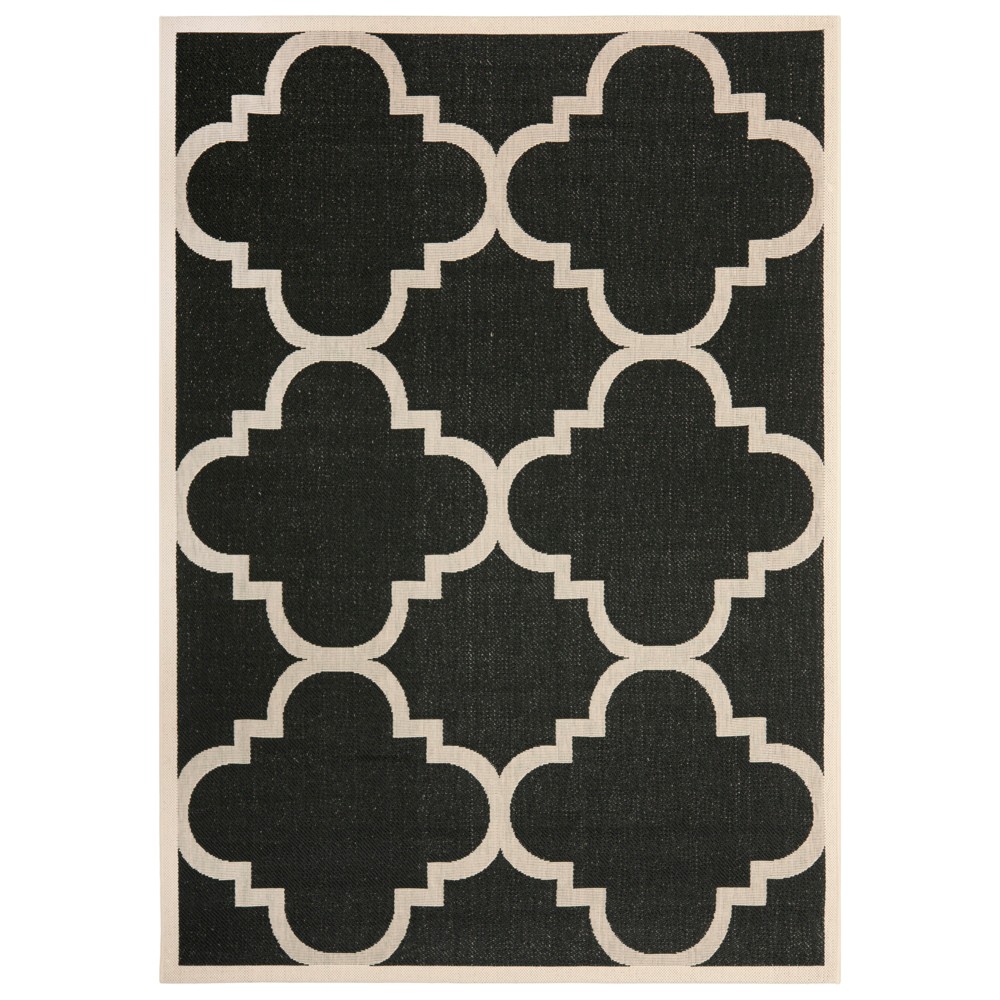 5'3in x 7'7in Richmond Outdoor Rug Black/Beige - Safavieh