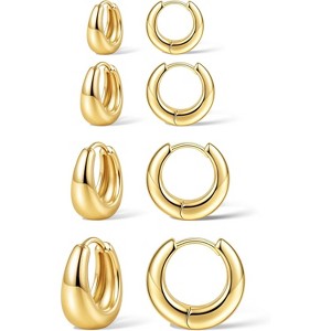 14K gold-plated small hoop earrings set, stackable cartilage earrings, a perfect Christmas gift for women. - 1 of 4