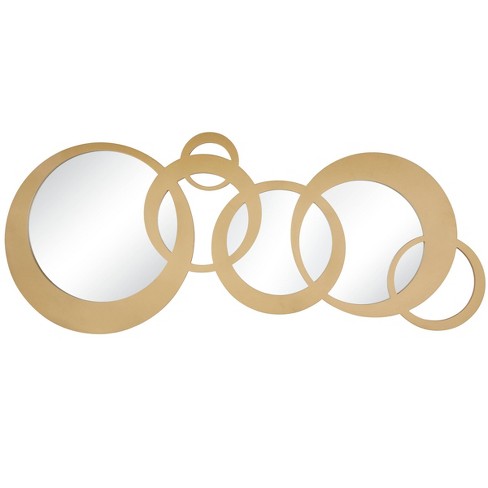 Contemporary Wood Oval Wall Mirror Gold - Olivia & May : Target