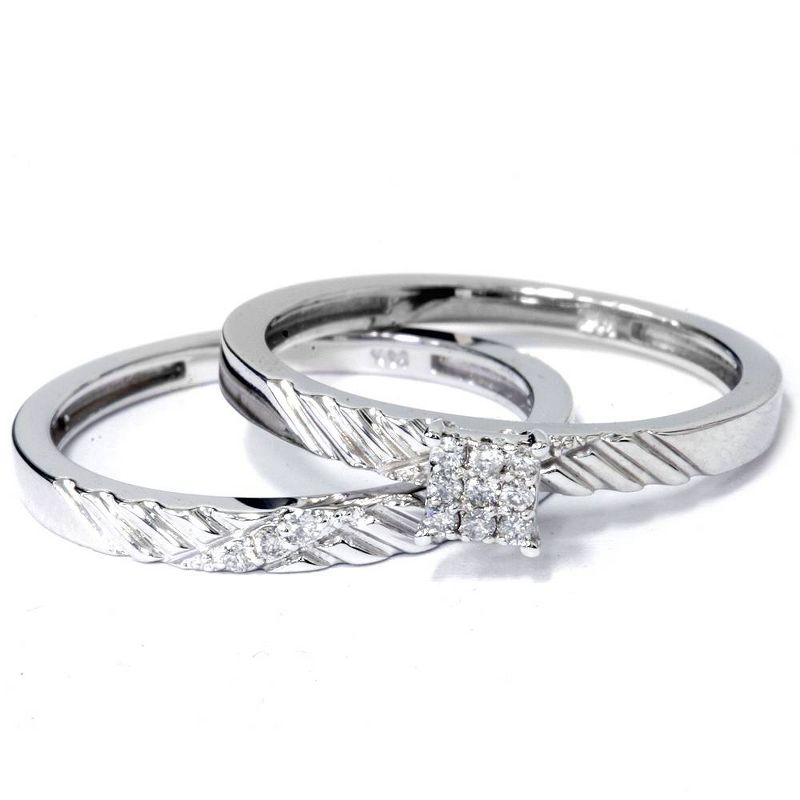 Pompeii3 Diamond Engagement Matching Wedding Ring Set 14K White Gold, 2 of 6