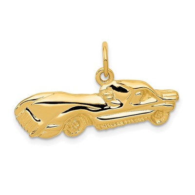 Black Bow Jewelry 14k Yellow Gold Satin and Diamond Cut Sport Car Charm