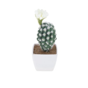 Unique Bargains Artificial Plants Flowering Cactus in Pot Plastic 3.03"x3.03"x7.87" 1 Pcs - 1 of 4