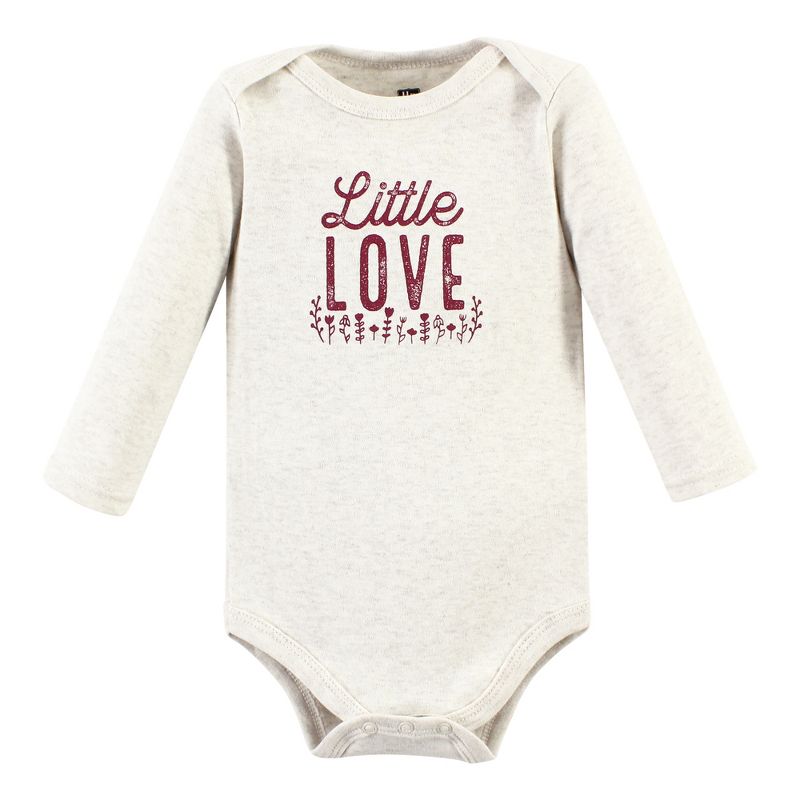 Hudson Baby Infant Girl Cotton Long-Sleeve Bodysuits, Little Love Flowers 3-Pack, 3 of 6