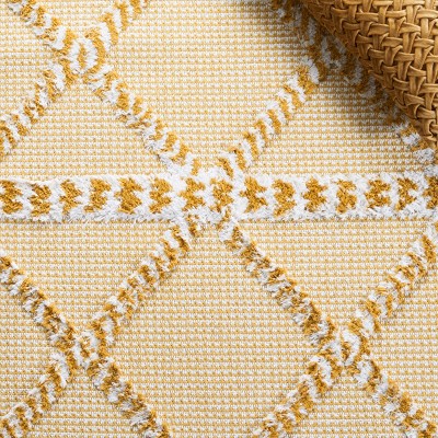 Augustine Gold and Ivory Square Synthetic Area Rug