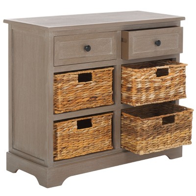 Herman 30" Beige Pine Storage Unit with Wicker Baskets