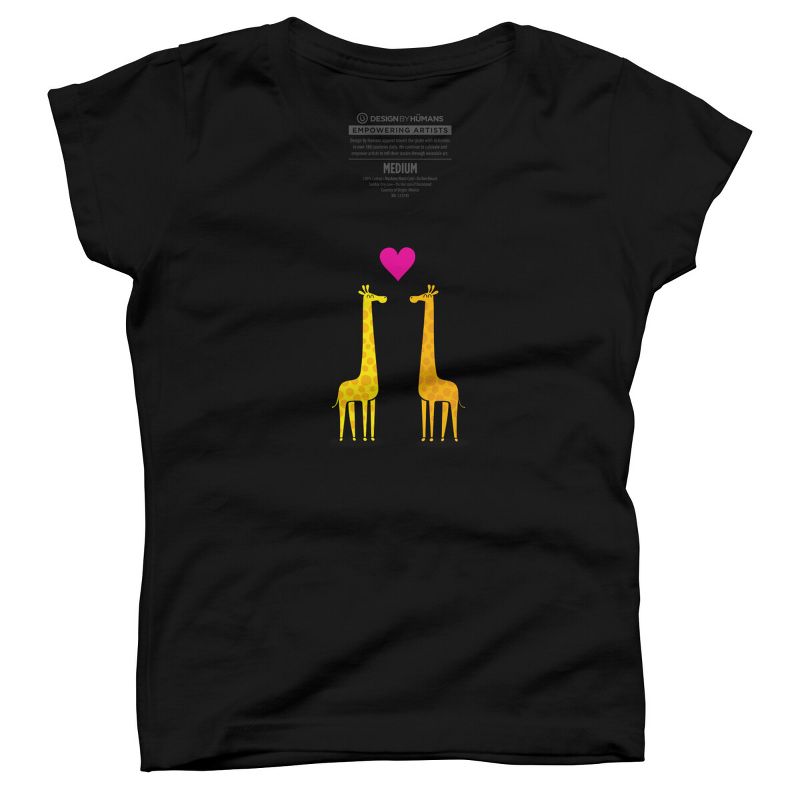 Girl's Design By Humans Cute cartoon giraffe couple in Love By badbugs T-Shirt, 1 of 4
