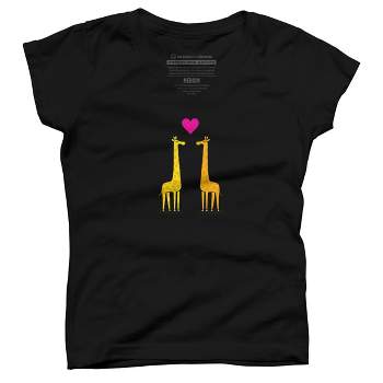 Girl's Design By Humans Cute cartoon giraffe couple in Love By badbugs T-Shirt