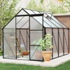 Greenhouse for Outdoors, Polycarbonate Greenhouse with Roof Vent, Aluminum Large Walk-in Green House for Outside Garden Backyard, Green/Black - 2 of 4