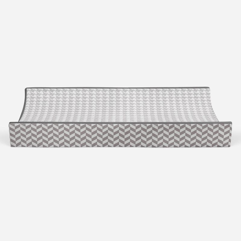 Bacati - Houndstooth Quilted Muslin Changing Pad Cover Gray, 5 of 11