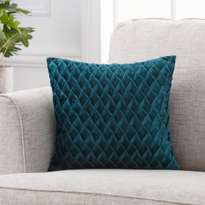 Chanasya Gem Pleated Textured Velvet Throw Pillow Cover - 2-Piece Set - 1 of 1