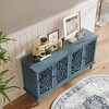 60" Buffet Cabinet Sideboard with Floral Carvings and Solid Wood Legs, TV Stand with Antique Brass Handle, Adjustable Shelves for Living Room - 4 of 4