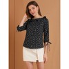 Allegra K Women's Vintage 3/4 Sleeve Boat Neck Ruffled Dots Print Blouse - 3 of 4