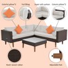 4-Pieces Outdoor Wicker L-Shaped Sectional Sofa Set with Coffee Table and Colorful Pillows - 2 of 4