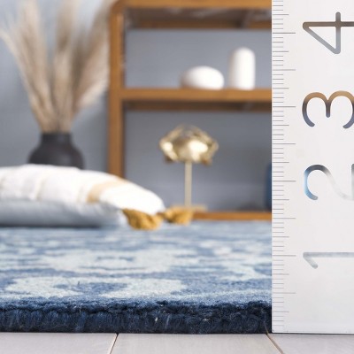 Handmade Navy Wool Tufted Rectangular Area Rug, 3' x 5'