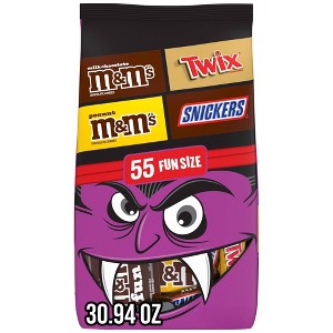 Mars - Snickers, Twix, M&M's, Halloween Chocolate Candy Variety Bag Fun Size - 30.94oz/55ct - 1 of 4
