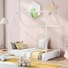 CAVINAS Twin/Full Size Wooden House-Shaped Bed Frame,Cute Floor Bed for Kids Room,Bedroom - 2 of 4