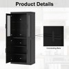 SpassWay Modern Wooden Decorative Combination Storage Cabinet With Four Doors Versatile for Entryway Living Room Hallway Black/Natural Wood - 4 of 4