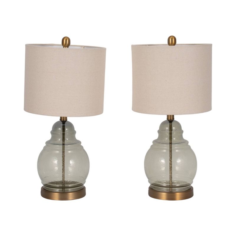SAGEBROOK HOME (Set of 2) 24&#34; Clear Jar Glass Table Lamps Gold, 3 of 10