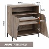 Storage Cabinet with Doors and Shelves, Metal Frame Oblique Door Sideboard for Living Room, Bedroom, Enterway, Hallway, Brown - 3 of 4