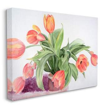 Stupell Industries Dancing Red Orange Tulip Flowers over White
