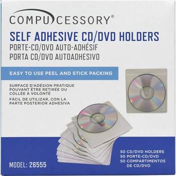 Compucessory Self-Adhesive CD Holders Polypropylene 50/PK White 26555