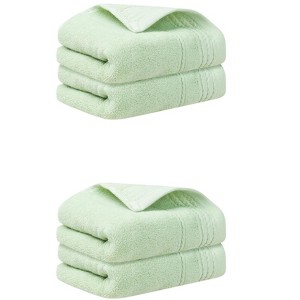 Unique Bargains Striped Pattern Soft Comfort Hand Towels for Bathroom Camp 4 Pcs 14" x 30" - 1 of 4
