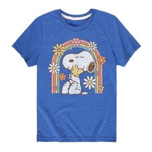 Boys' - Peanuts - Retro Flower Rainbow Short Sleeve Graphic T-Shirt - 1 of 4