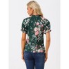 INSPIRE CHIC Women's Ruffled Short Sleeve Floral Mock Neck Summer Top - 4 of 4