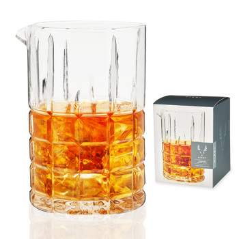 Viski Highland Mixing Glass - 18 Ounces, Crystal, Square-Cut Crystal Barware, Cocktail Accessories, Home Bar Supplies