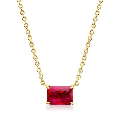 Pure Collection by Ross-Simons 0.90 Carat Lab-Grown Ruby Necklace in 18kt Gold Vermeil Size 16