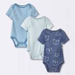 Baby 3pk Animals Short Sleeve Bodysuit - Cloud Island™ Blue