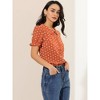 INSPIRE CHIC Women's Elegant Puff Sleeve Polka Dots Peter Pan Collar Vintage Shirt Top - 2 of 4
