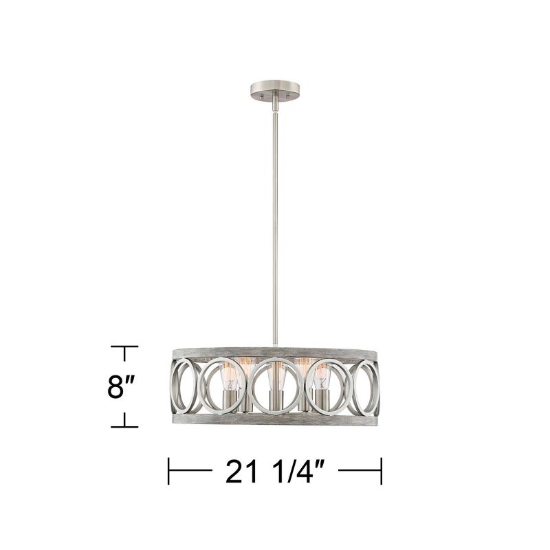 Franklin Iron Works Salima Brushed Nickel Gray Pendant Chandelier 21 1/4" Wide Farmhouse Rustic LED 5-Light Fixture for Dining Room Kitchen Island, 4 of 9
