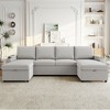 Whisen 109.5" Convertible Sofa Bed, Modern U-Shaped Sofa, Upholstered Couch with Storage Boxes & Pockets, Cup Holders - 2 of 4