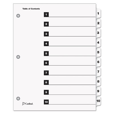 Cardinal Traditional Onestep Index System 10-tab 1-10 Letter White 10/set  61013 : Target