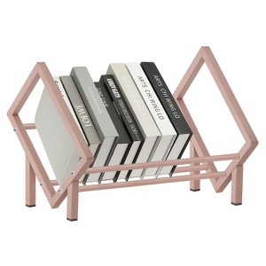 Unique Bargains Stainless Steel Magazine CD Storage Desk Decorative Bookshelf - 1 of 4
