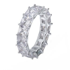 Eternity Wedding Band Ring for Women Princess Cz Sterling Silver Ginger Lyne Collection - 1 of 4