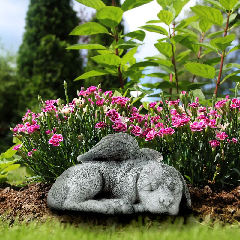 Nature Spring Sleeping Angel Pet Memorial Statue - Dog Remembrance Grave Marker Stone Figurine - 9" x 7" x 5", 4 of 9