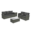 GlasFlength 5PCS Patio Seating Rattan Furniture Set Sectional Sofa Cushioned Garden, Tempered Glass Table, Black, 62.6"*21.65"*10.24" - 4 of 4