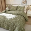 Olive Green Floral Duvet Cover Twin, Soft Cotton, Reversible Vintage Botanical Bedding Set with 2 Pillowcases and Zipper Closure. - 2 of 4