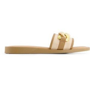 Andrea Women's Flat Sandals With Golden and Beige Charm on Textile upper 69425 - 1 of 4