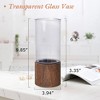 VECELO Flower Vase with Wooden Base, Rustic Cylinder Glass Vase for  Flowers, Tabletop Centerpiece for Living Room or Bedroom - 3 of 4