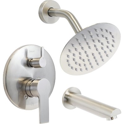 Mixxidea Bathroom Shower Faucet Set with 6-inch ABS Shower Head and Solid Brass Valve Nickel