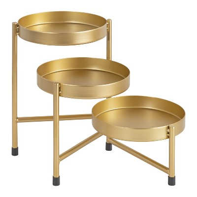 Gold Tri-Level Metal Tabletop Planter Stand, 7.3x7.3x10