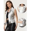 INSPIRE CHIC Women's Lapel Moto Biker Faux Leather Sleeveless Jacket - 2 of 4