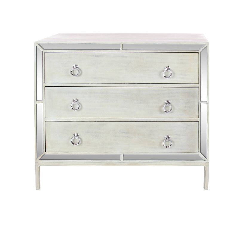 Glam Painted Wood and Mirror Chest White - Olivia &#38; May, 5 of 38