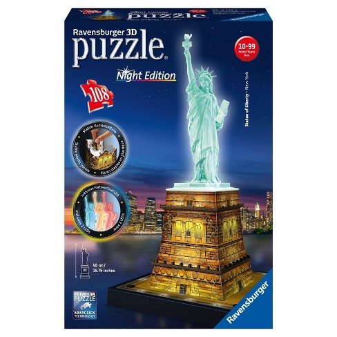 Ravensburger Night Edition: Statue Of Liberty With 3d Puzzle 108pc : Target