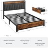 Bed Frame, Storage Headboard with Charging Station, Platform Metal Bed Frame with 4 Storage Drawers, No Box Spring Needed, Noise Free, Brown (Full) - 2 of 4