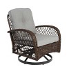 3 Piece Rattan Metal Patio Bistro Set,Outdoor Wicker Patio Conversation Set with Cushions,Coffee Table and 2 Swivel Rocker Chairs Set-Coolbibila - 3 of 4