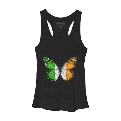 Women's Design By Humans Butterfly Flag Of Ireland By GiftsIdeas Racerback Tank Top